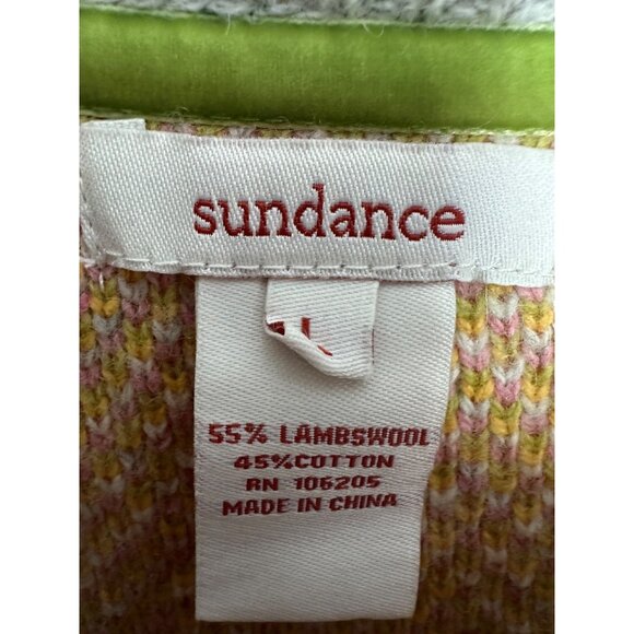 SUNDANCE Multi-Color Pastel Wool Button Down Long Sleeve Sweater Coat Size LG - Picture 4 of 5